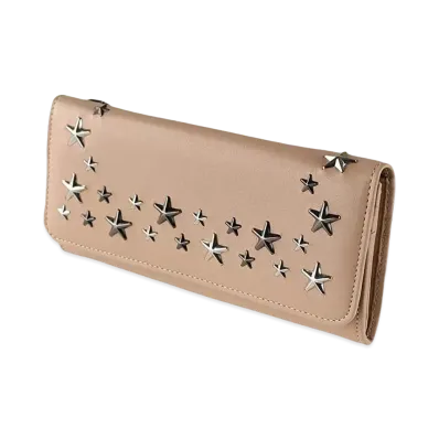 Jimmy Choo Nino Leather Multimetal Startrim Wallet "Beige"