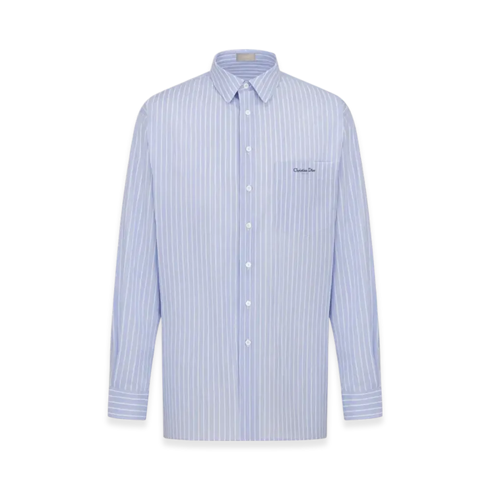 Dior Christian Dior Couture Oversized Striped Cotton Poplin Shirt "Blue"