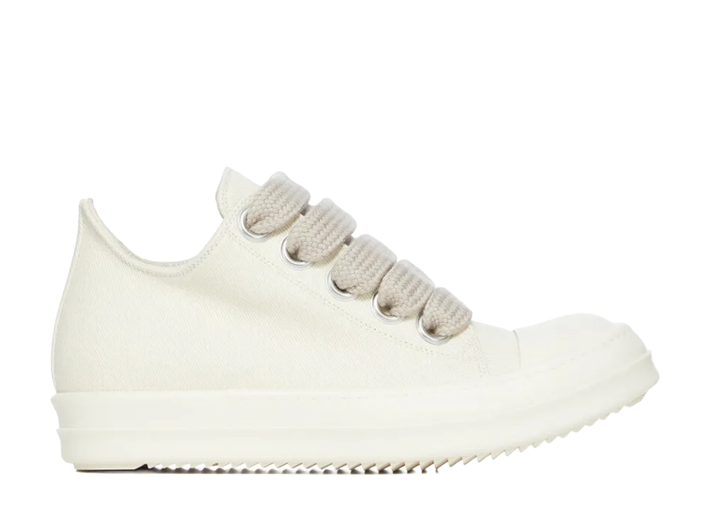 Rick Owens Women's DRKSHDW SS26 Jumbolace Low Sneaks 13oz Overdyed Denim "Milk"