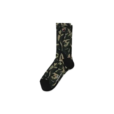 A BATHING APE Trial Camo Ape Head One Point Socks "Green"