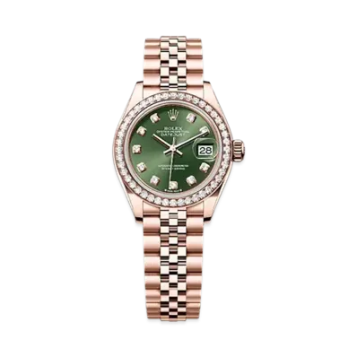 ROLEX Lady-Datejust 28mm Everose Gold Diamond 279135RBR "Olive Green"