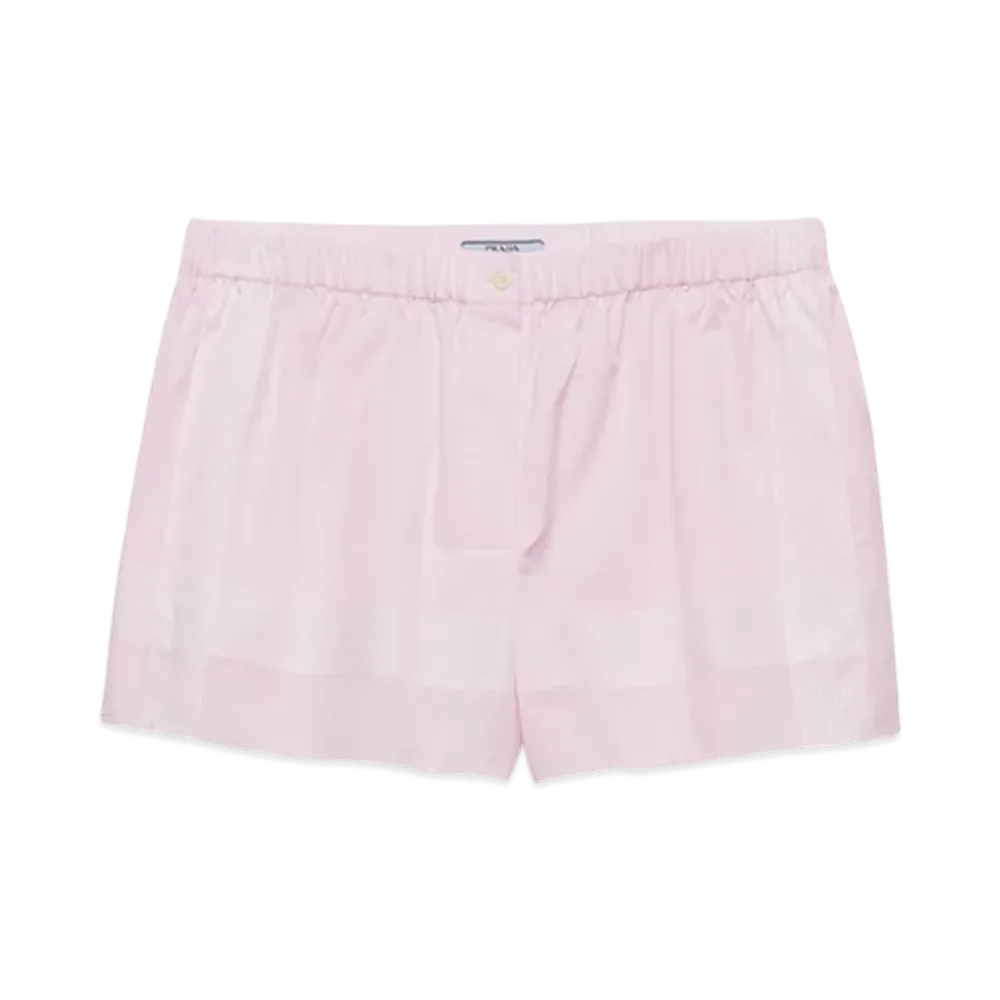 PRADA Women's Checked Cotton Shorts "Alabaster Pink"