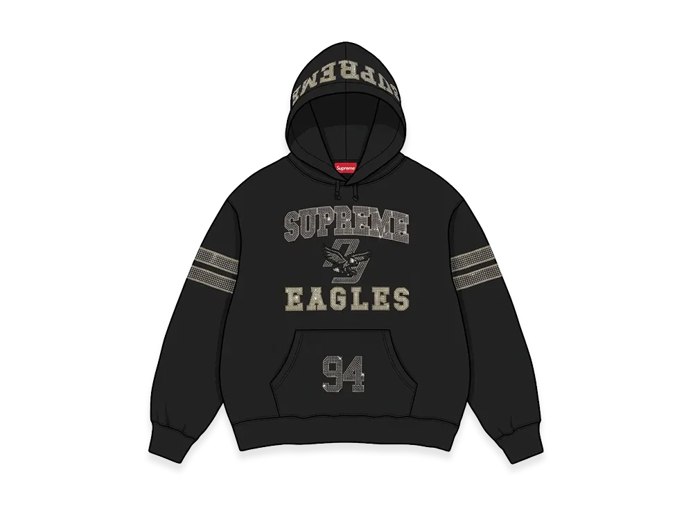 Supreme Rhinestone Eagle Hooded Sweatshirt "Black"