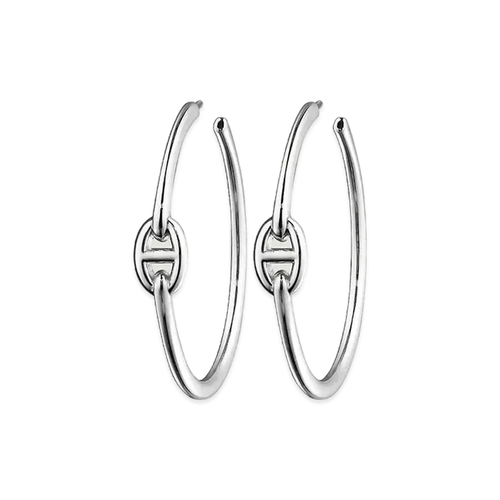 Hermes Chaine D'ancre Enchainee Earrings Large Model "Silver"