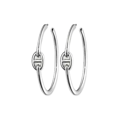 Hermes Chaine D'ancre Enchainee Earrings Large Model "Silver"