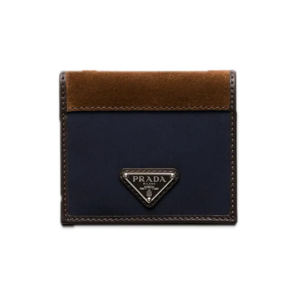 PRADA Re-Nylon x Leather Wallet "Navy/Dark Brown"