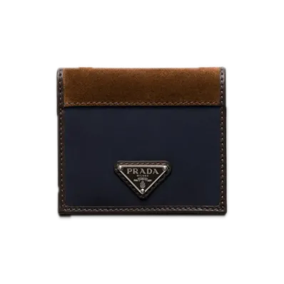 PRADA Re-Nylon x Leather Wallet "Navy/Dark Brown"