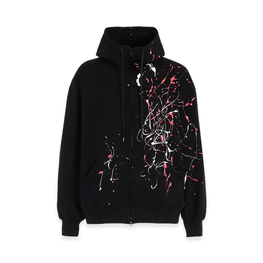 S'YTE French Terry Splash Painted Zip-Up Hoodie "Black/Red"