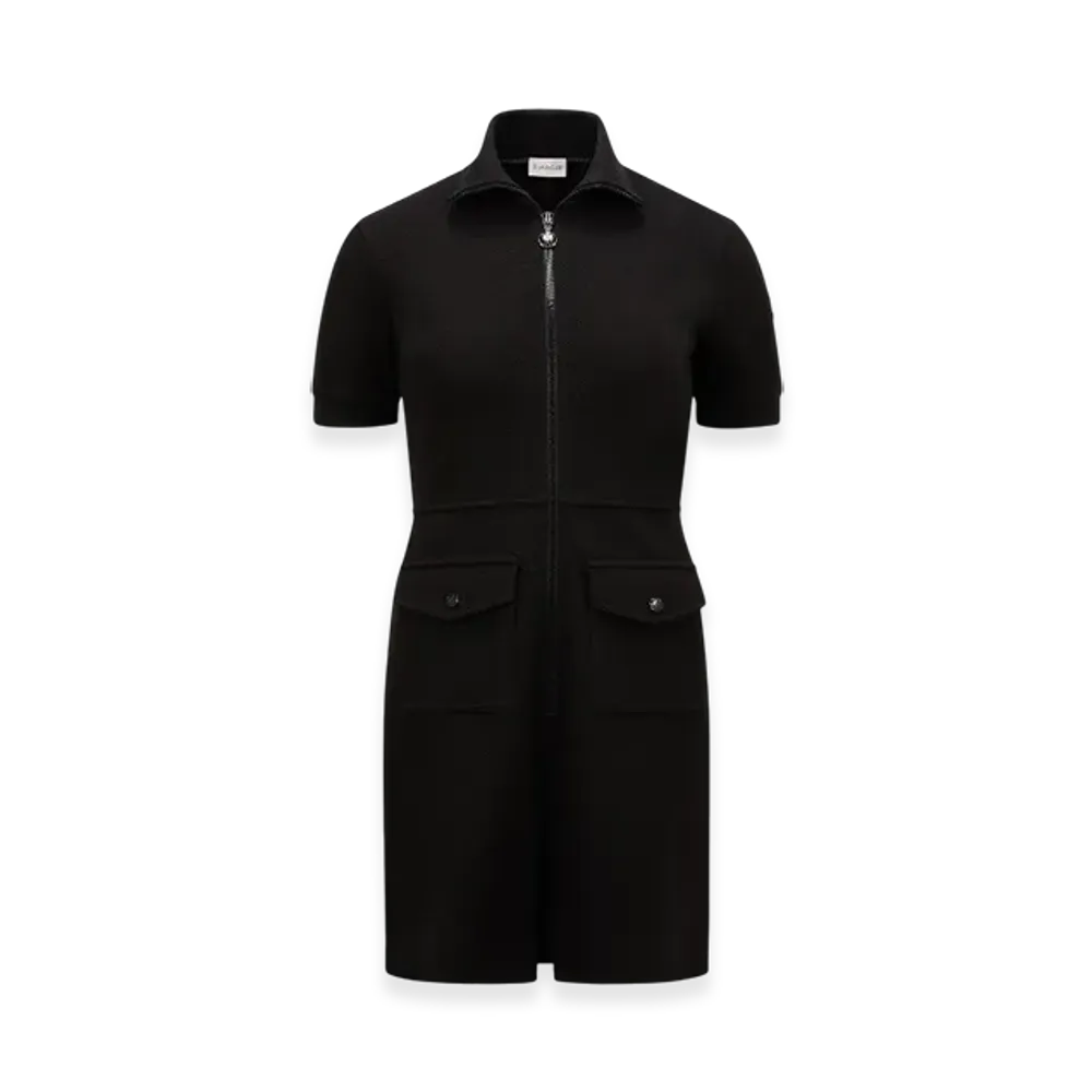 MONCLER Piquet Half-Zip Polo Dress "Black"
