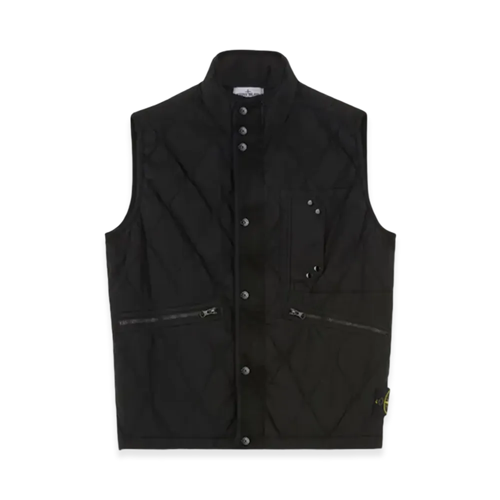 Stone Island G1033 50 Fili Nylon Cotton Zip Vest with Anti Drop - 24FW "Black"