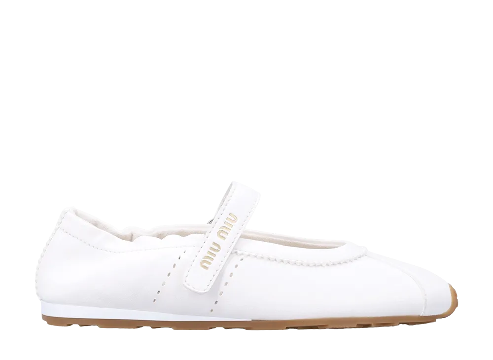 MIU MIU Women's Plume Nappa Leather Ballerinas "Ivory"