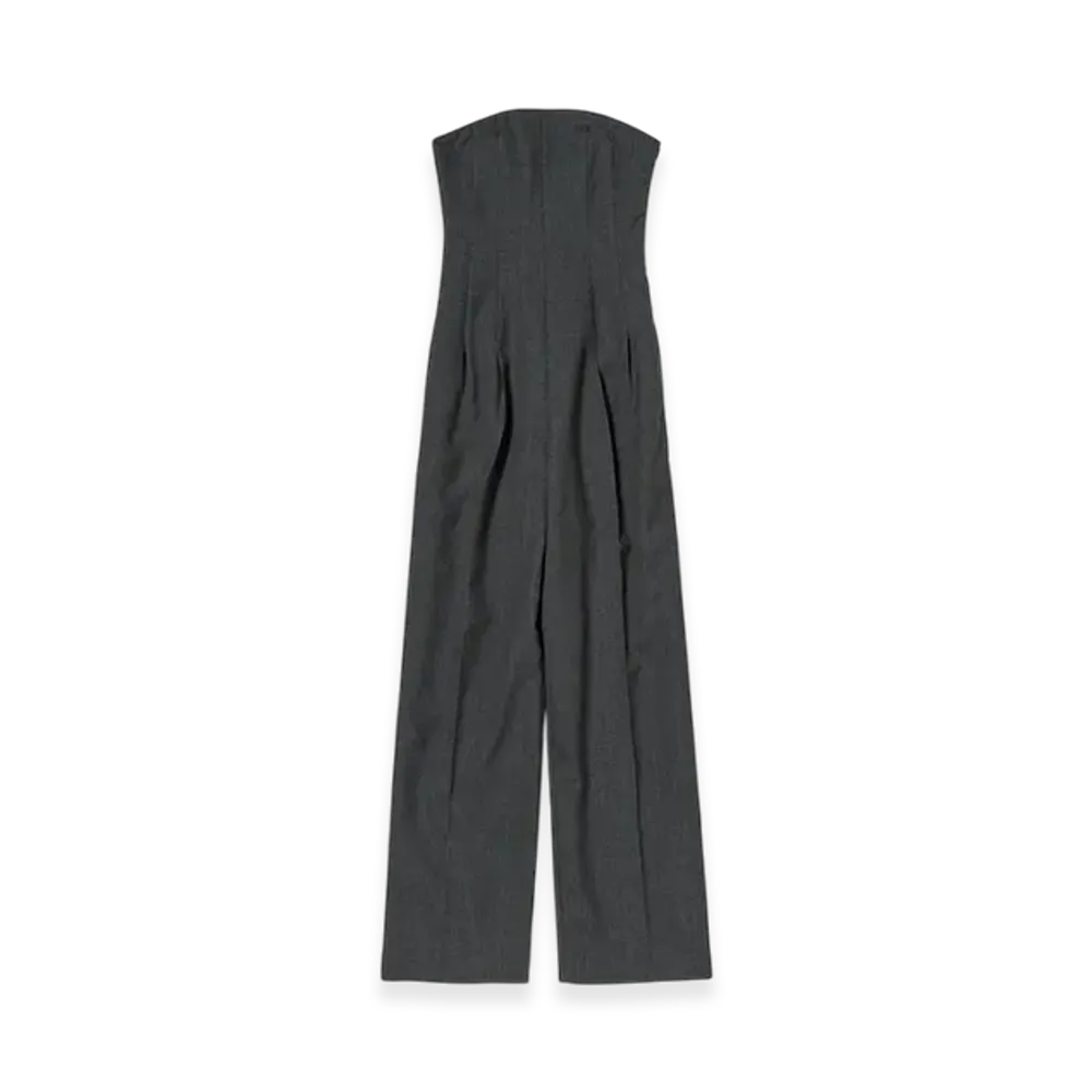 AURALEE Wool Kid Mohair Hop Sack Jumpsuit "Charcoal"
