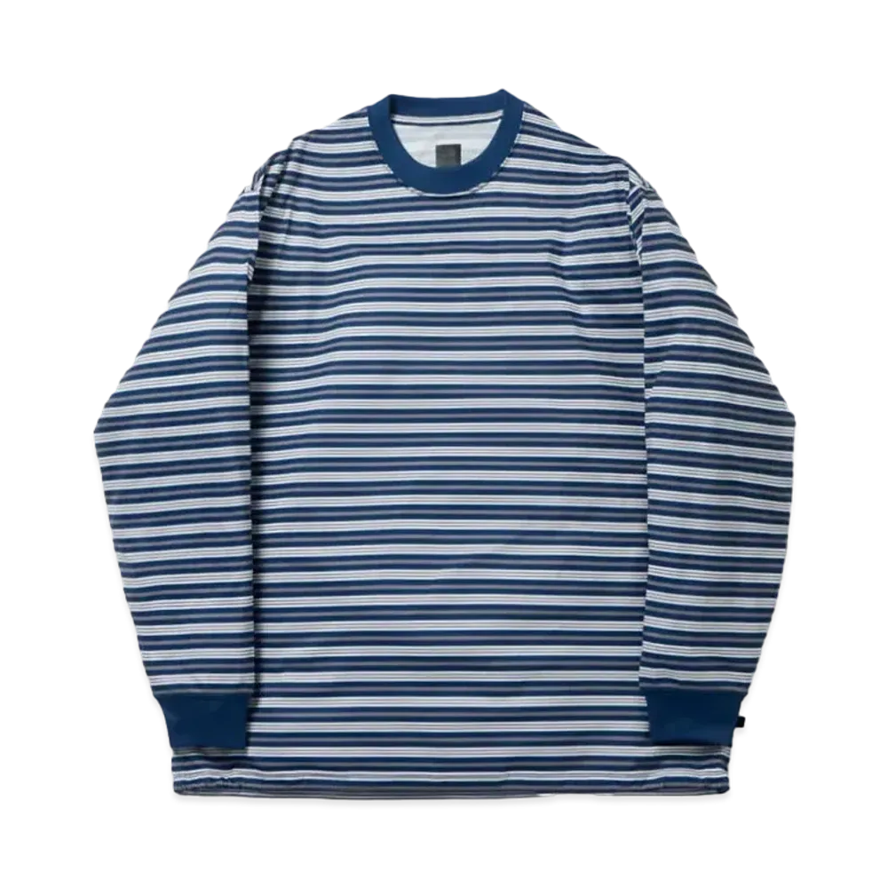 DAIWA PIER39 Tech Drawstring Multi Border L/S Tee "Navy x Gray"
