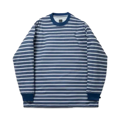 DAIWA PIER39 Tech Drawstring Multi Border L/S Tee "Navy x Gray"