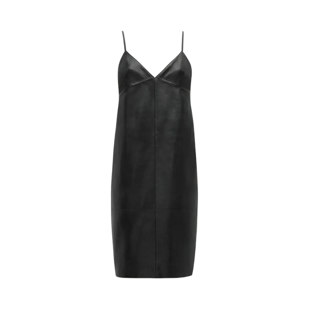 Saint Laurent Women's Backless Slip Dress in Lambskin "Black"
