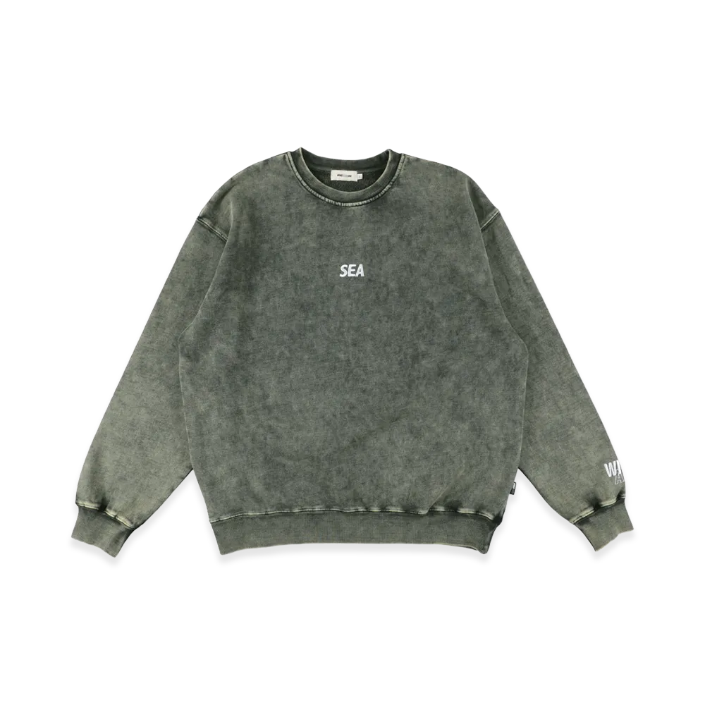 WIND AND SEA Aged Essential Crew Sweatshirts "Sage"
