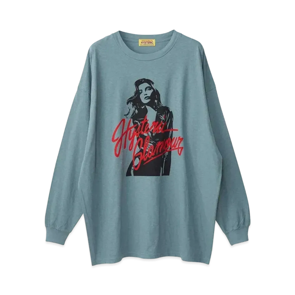 HYSTERIC GLAMOUR Leather Woman Oversized T-Shirt "Blue"