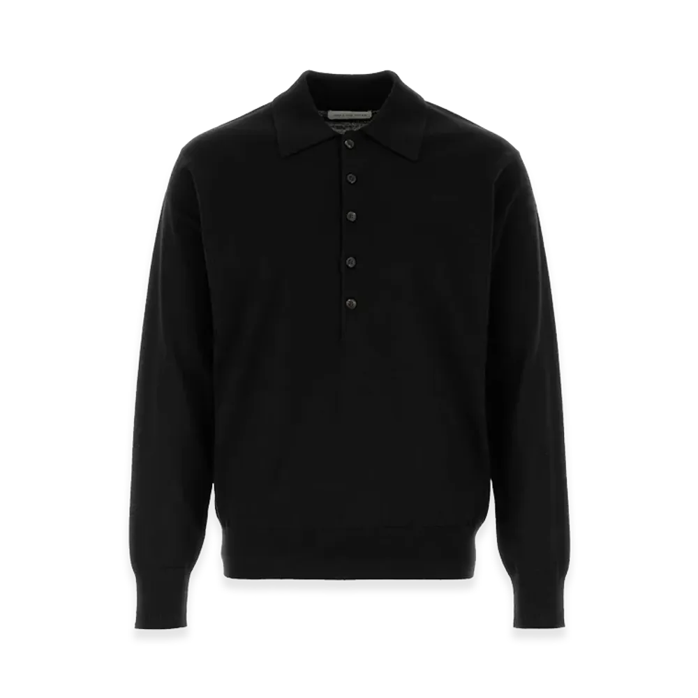 DRIES VAN NOTEN Long Sleeve Polo Shirt "Black"