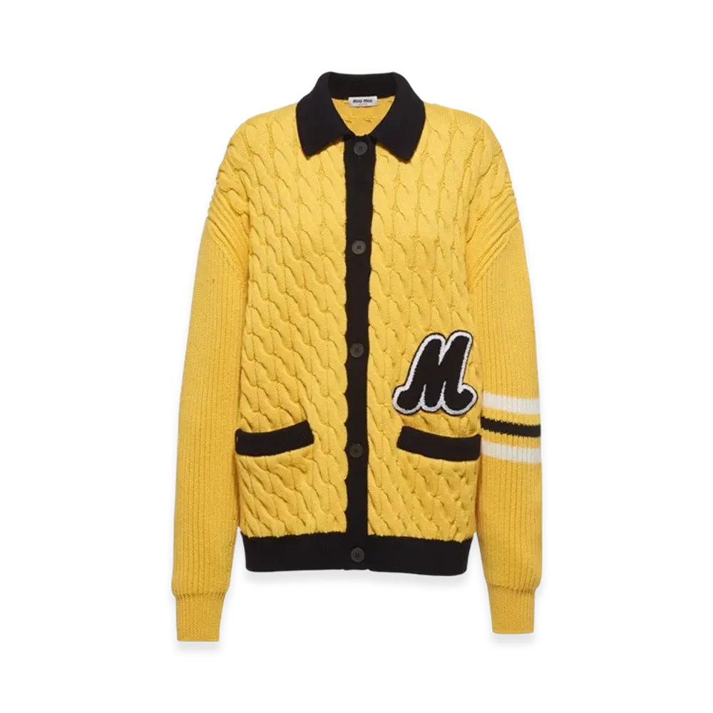 MIU MIU Women's Wool Cardigan "Maize Yellow"