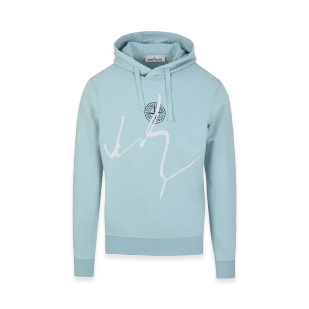 Stone Island 66481 Cotton Fleece 'Ink Three' Print Hooded Sweatshirt - 22SS "Aqua"