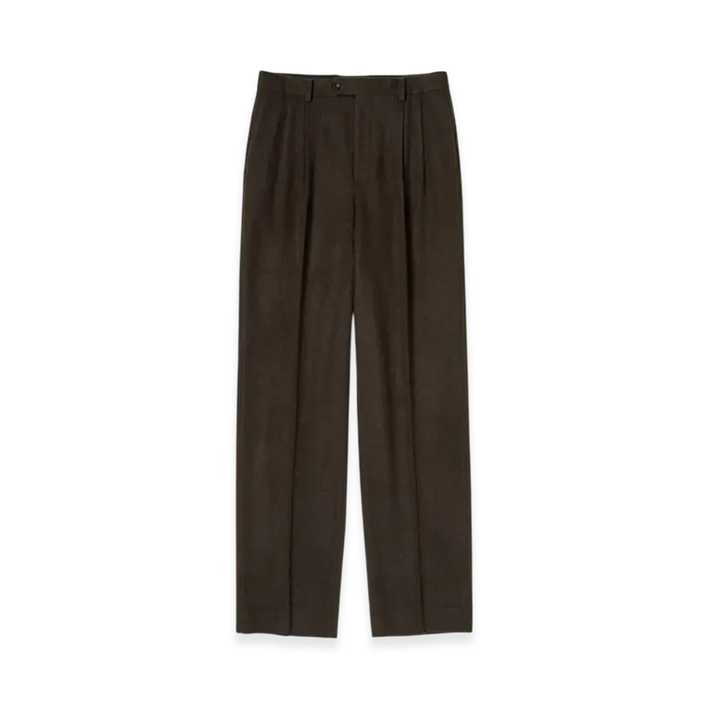 AURALEE Baby Camel Flannel Two Tuck Slacks "Dark Brown"