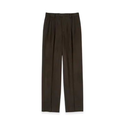 AURALEE Baby Camel Flannel Two Tuck Slacks "Dark Brown"