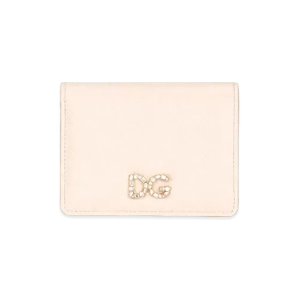 Dolce&Gabbana Continental Wallet Small Dauphine Calfskin DG Rhinestone "Pink"