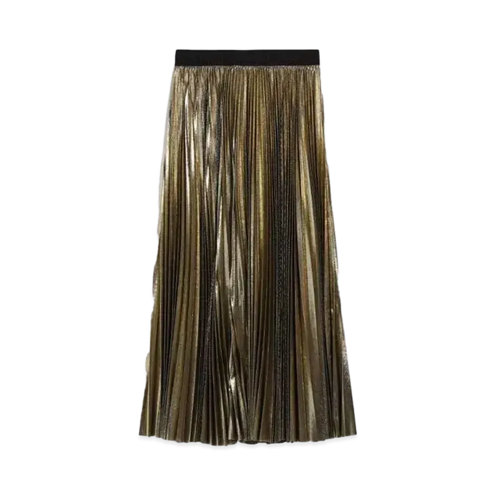 Max Mara Nura Pleated Georgette Skirt "Gold"