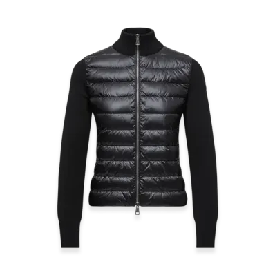 MONCLER Padded Wool Zip-Up Cardigan "Black"
