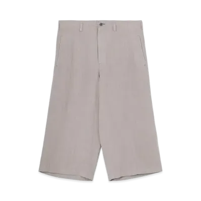 Yohji Yamamoto POUR HOMME Garment Dye Flax Wide Half Pants "Gray"