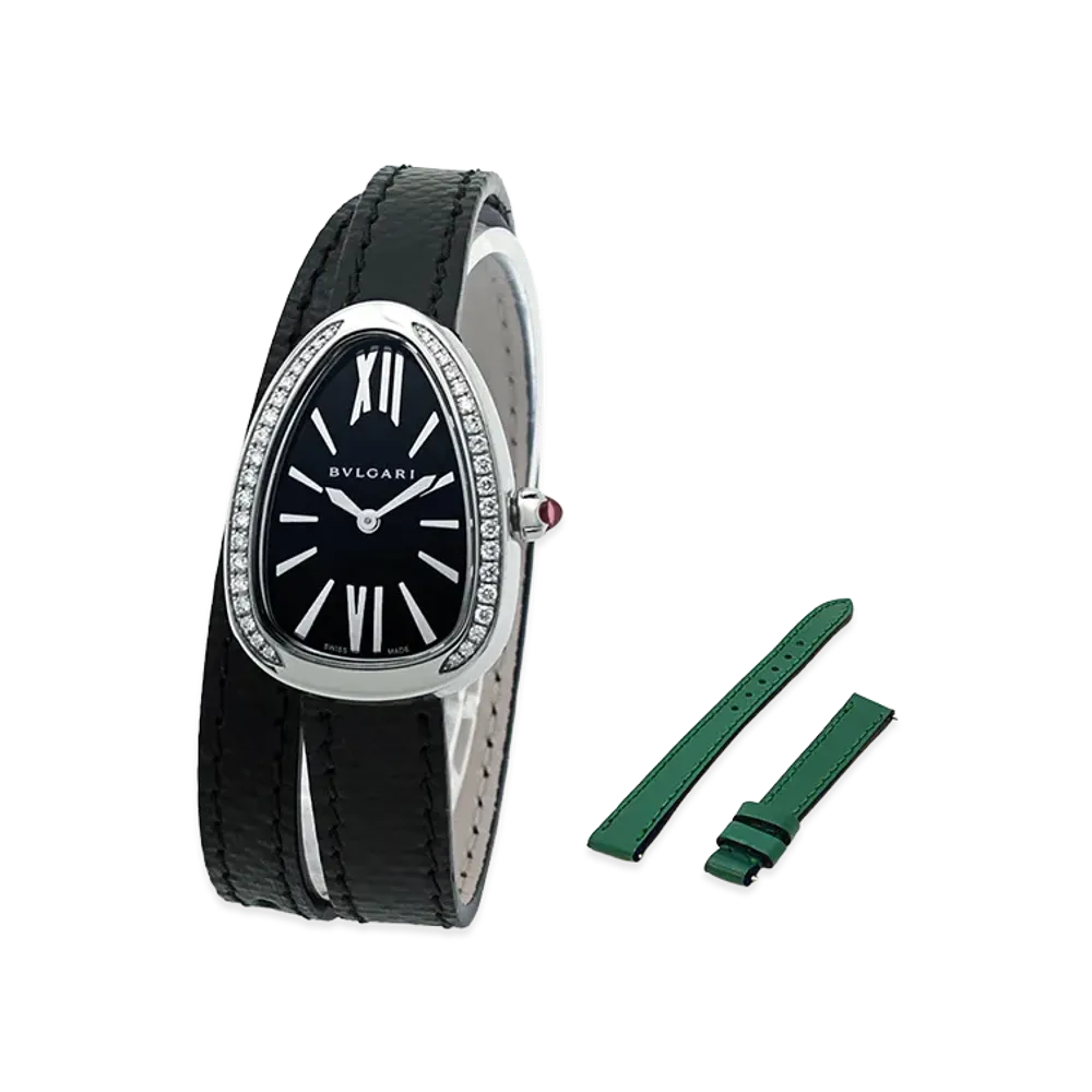 BVLGARI Women's Serpenti Bezel Diamond "Silver/Black"