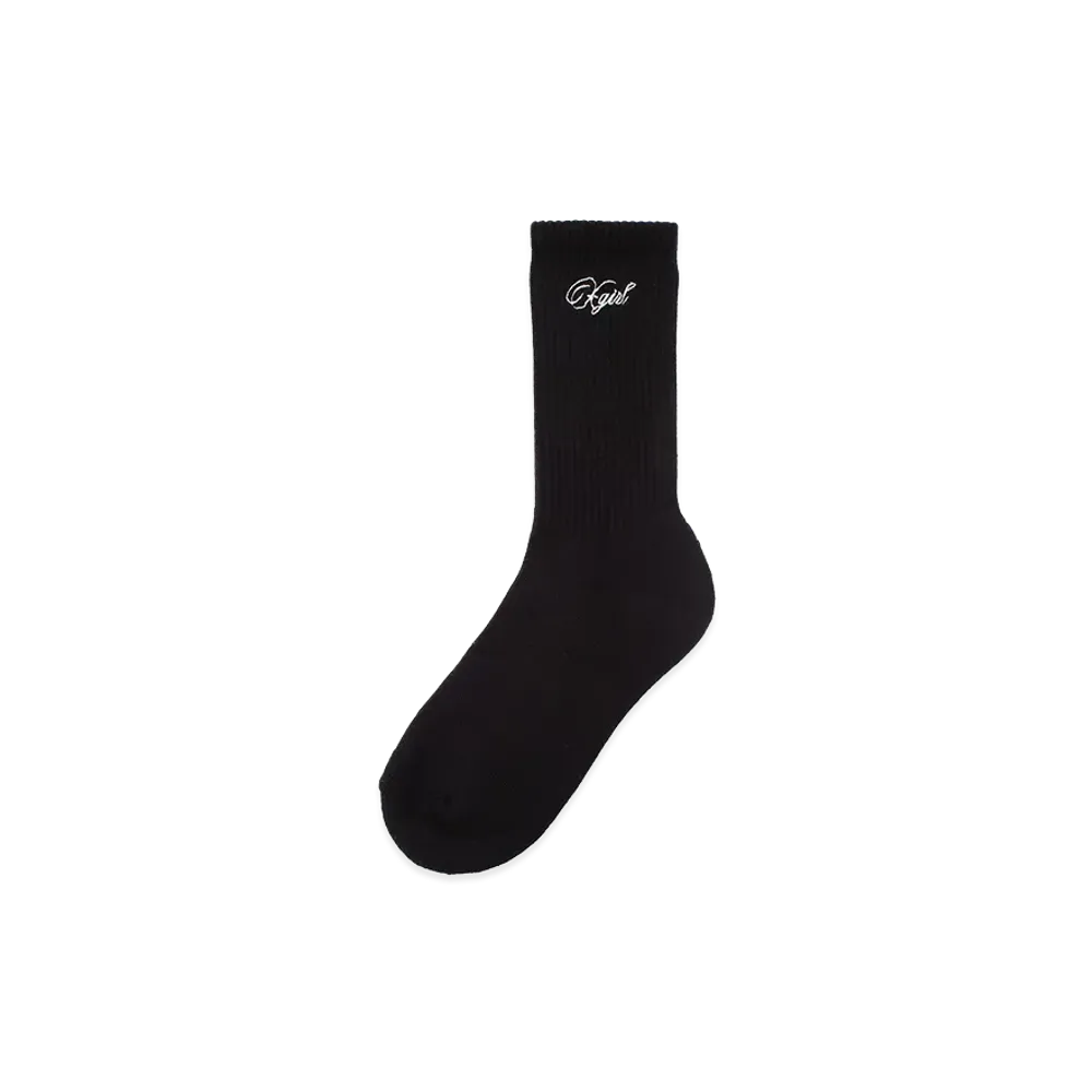 X-Girl Women's Script Logo One Point Socks "Black"