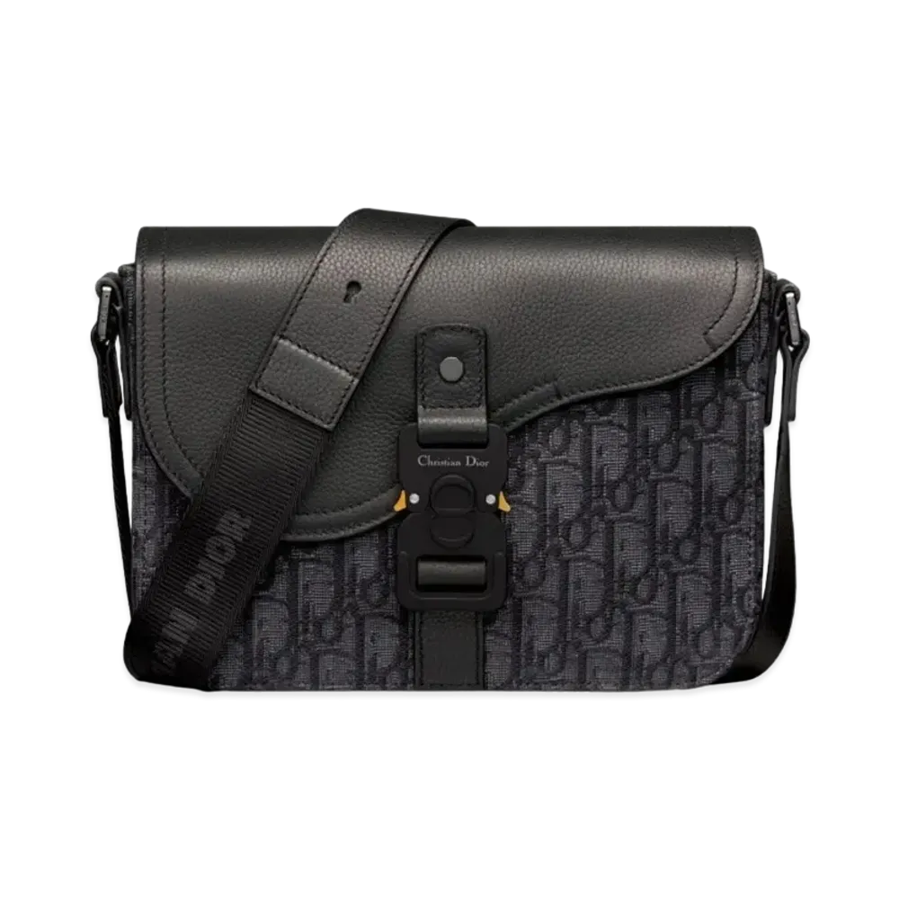 Dior Mini Saddle Bag Dior Oblique Jacquard Grained Calfskin "Black"