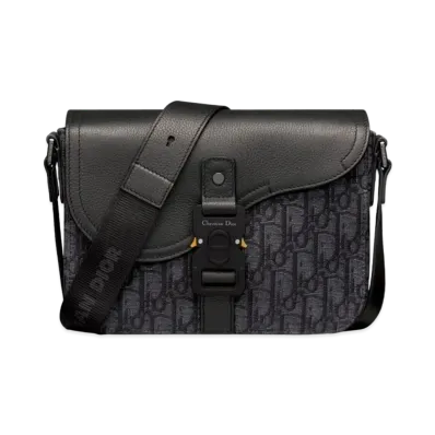 Dior Mini Saddle Bag Dior Oblique Jacquard Grained Calfskin "Black"