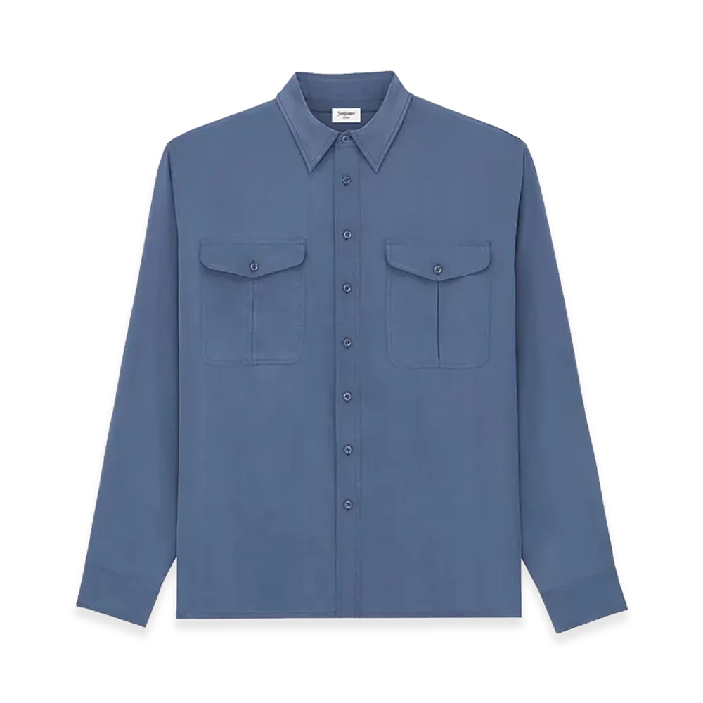 Saint Laurent Viscose And Silk Shirt "Light Blue"