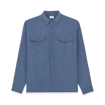 Saint Laurent Viscose And Silk Shirt "Light Blue"
