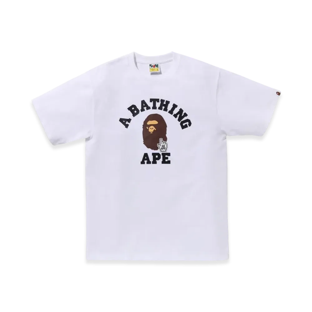A BATHING APE Go Ape Pointer College Tee Bapec "White"