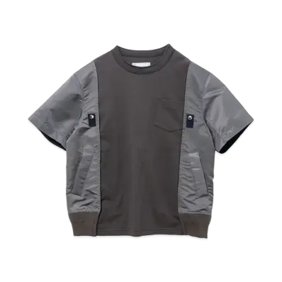 sacai Nylon Twill x Cotton Jersey T-Shirt "Charcoal Gray/Charcoal Gray"