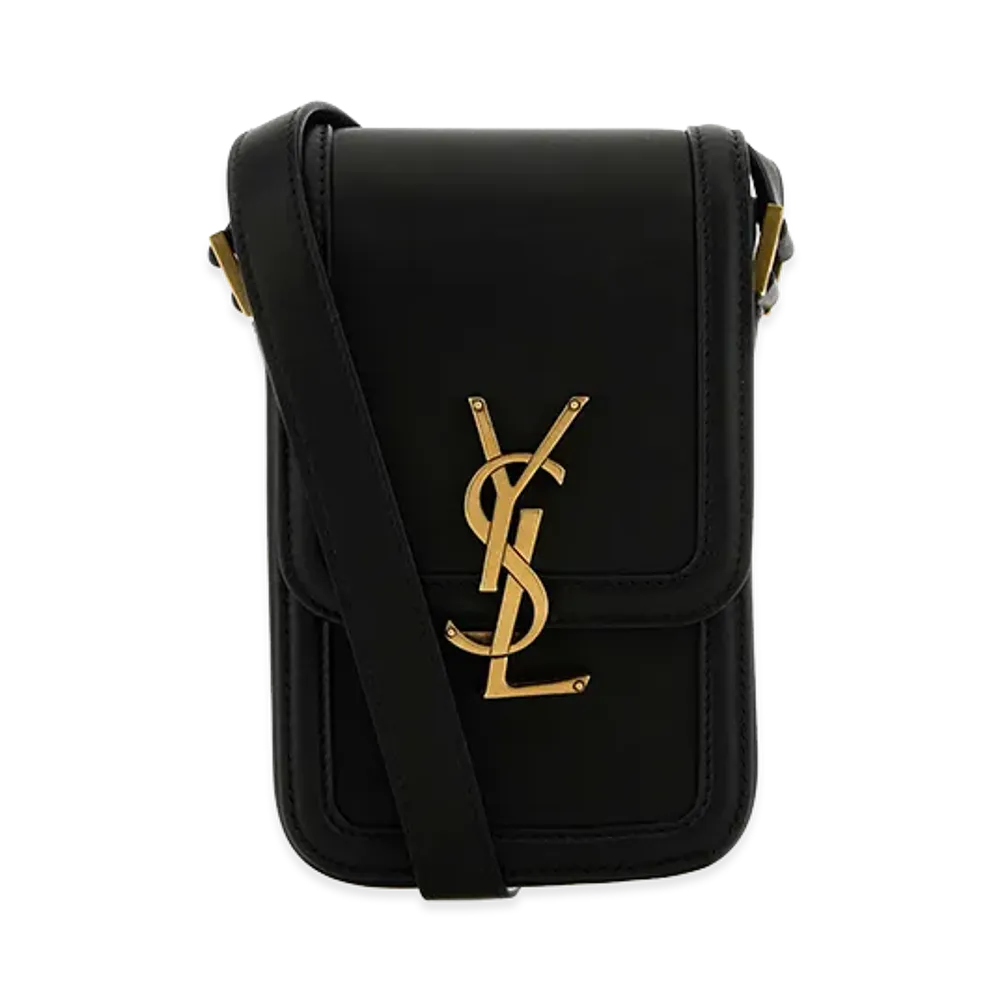 Saint Laurent Leather Mini Solferino Crossbody Bag "Black"