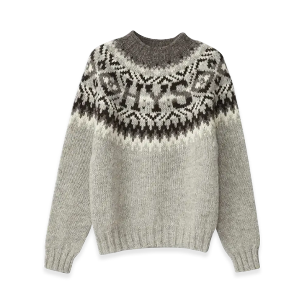 HYSTERIC GLAMOUR x Harley of Scotland HYS Logo Jacquard Nordic Sweater "Top Gray"