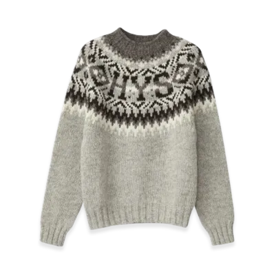 HYSTERIC GLAMOUR x Harley of Scotland HYS Logo Jacquard Nordic Sweater "Top Gray"