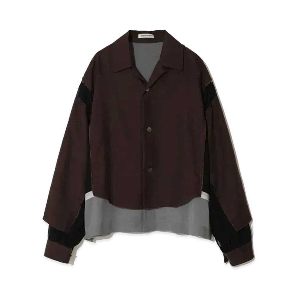 UNDERCOVER Rayon Open Collar Shirt "Dark Brown"