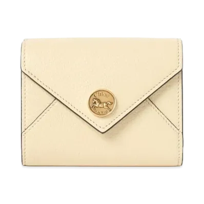 Chloe Envelope Grain Leather Small Trifold Wallet "Quiet Yellow"
