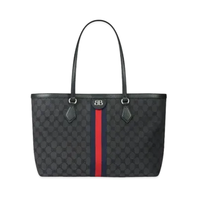 GUCCI x BALENCIAGA The Hacker Medium Tote Bag Canvas Jacquard "Black"