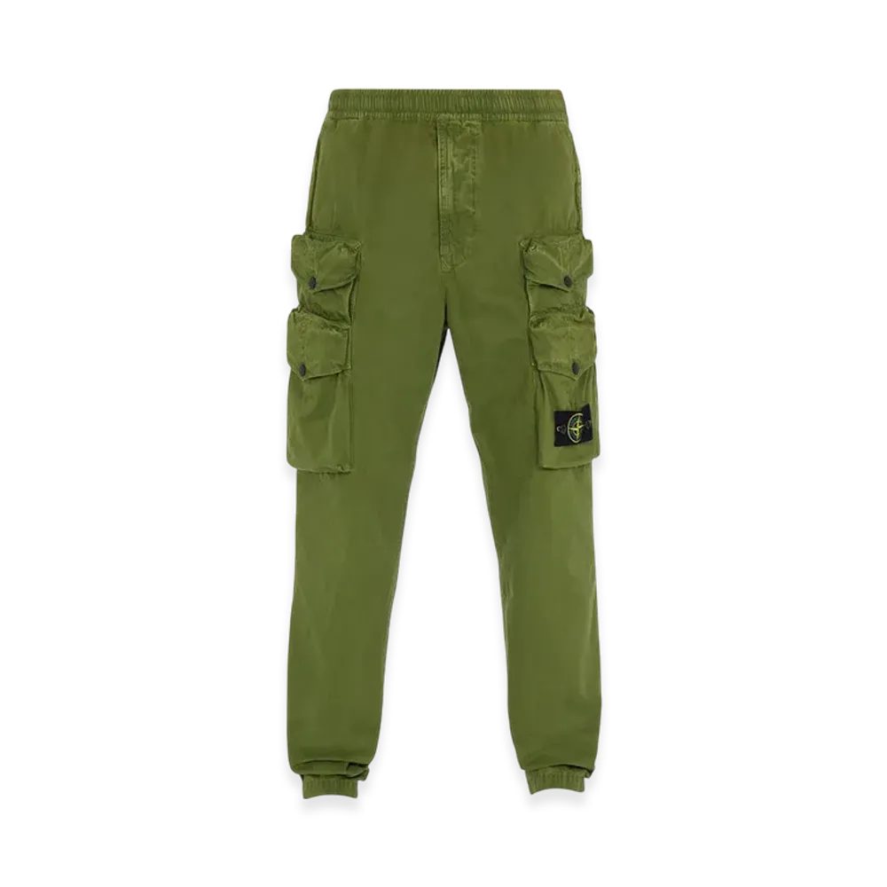 Stone Island 314WA Brushed Cotton Canvas Garment Dyed Cargo Pants - 22SS "Olive Green"