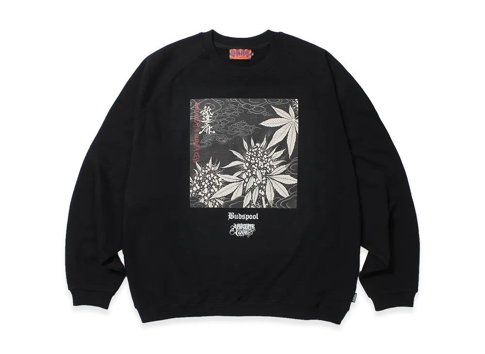 APHRODITEGANG x BUDSPOOL Godbreath Crewneck Sweat Shirts "Black"