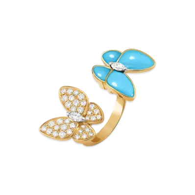 Van Cleef & Arpels Deux Papillons Entre les Doigts ring "18K Yellow gold/Turquoise/Diamond"