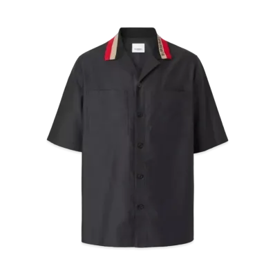 Burberry Men's Short Sleeve Logo Detailed Cotton Shirt "Black"