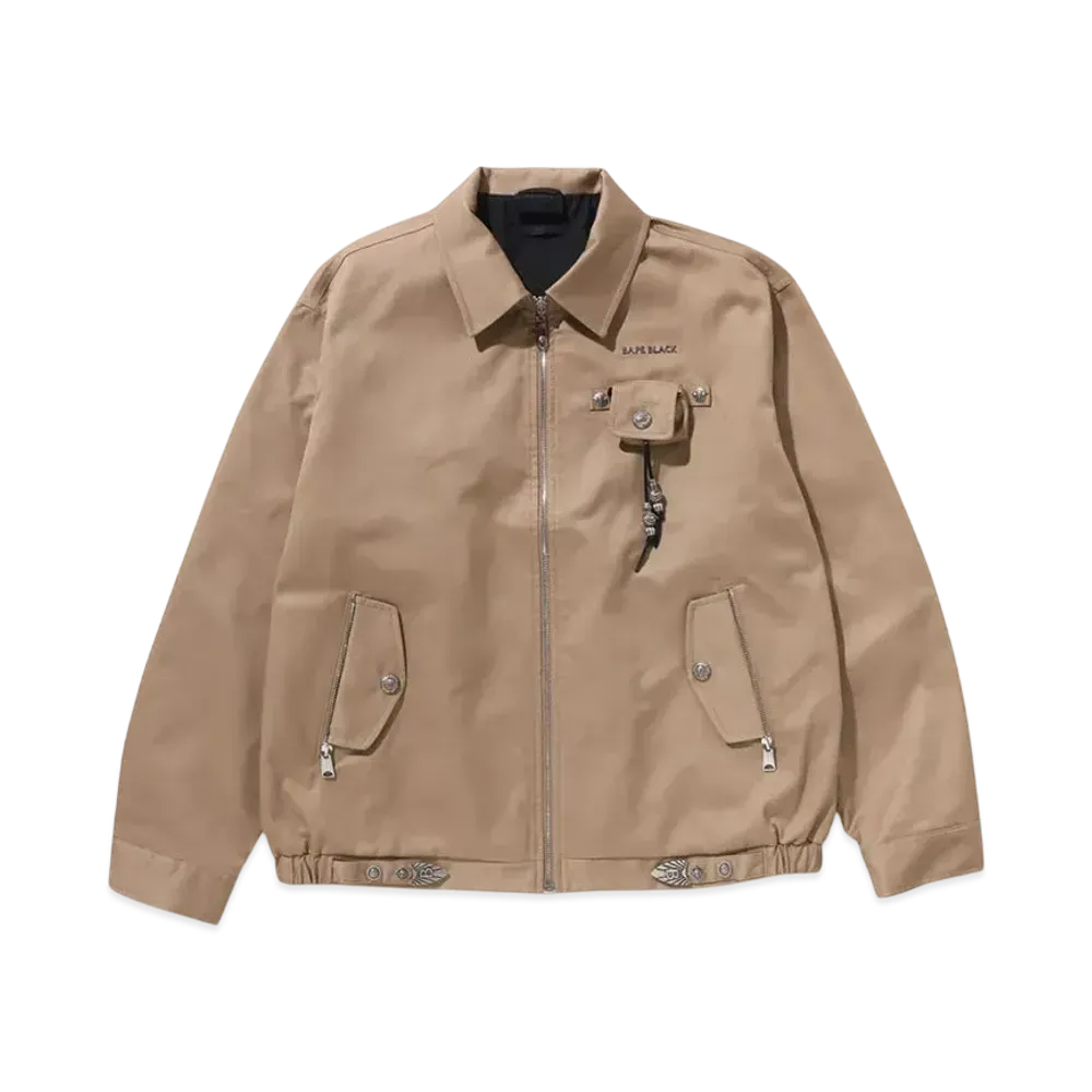 A BATHING APE Bape Black Ornament Airpod Harrington Jacket "Beige"