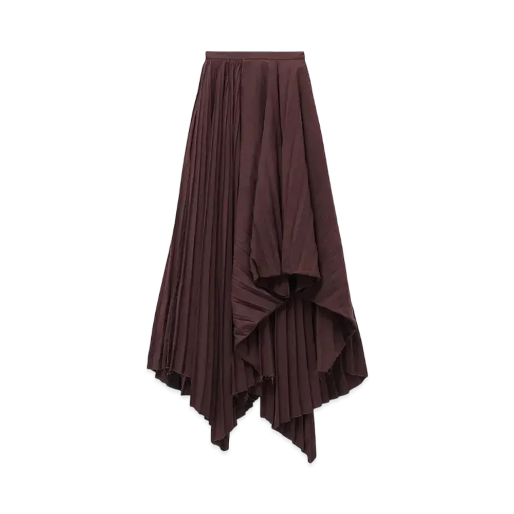Alexander McQUEEN Asymmetric Pleated Skirt "Burgundy"